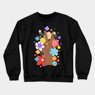 Floral Peace Hand Sign Crewneck Sweatshirt